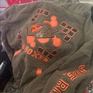 Joe Boxer Olive Green Crewneck Sweater with Orange Graphic